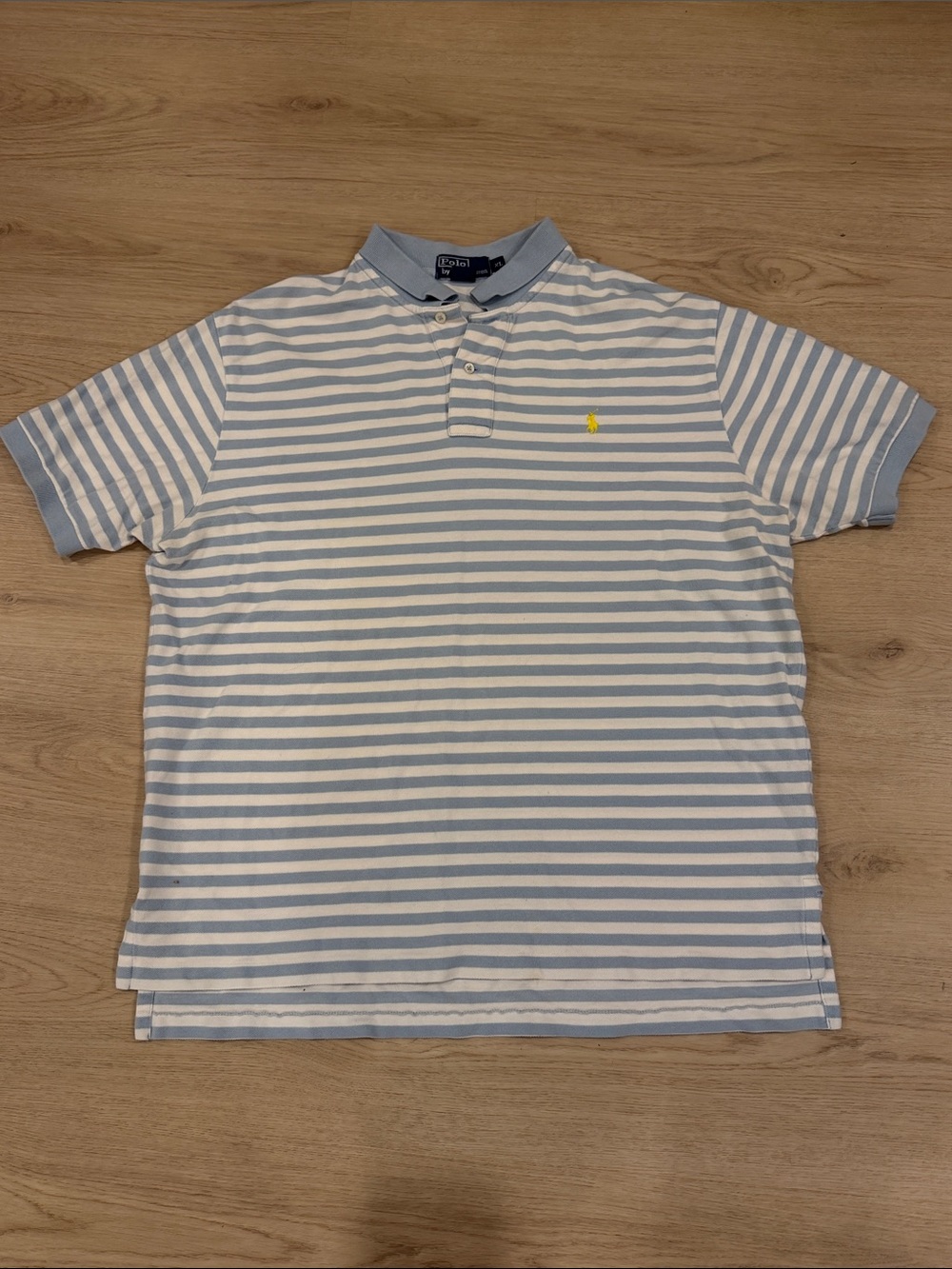 Polo by Ralph Lauren XL Light Blue & White Striped Short-Sleeve Polo